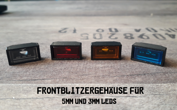 Front flasher rectangular housing for 3mm or 5mm LEDs
